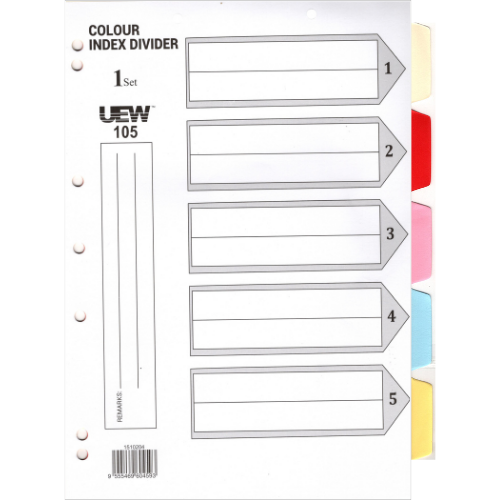 UEW Index Divider A4 5 Colour