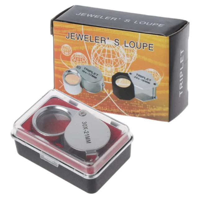 Jeweler's Loupe Triplet Magnifier Glass 30X 21mm