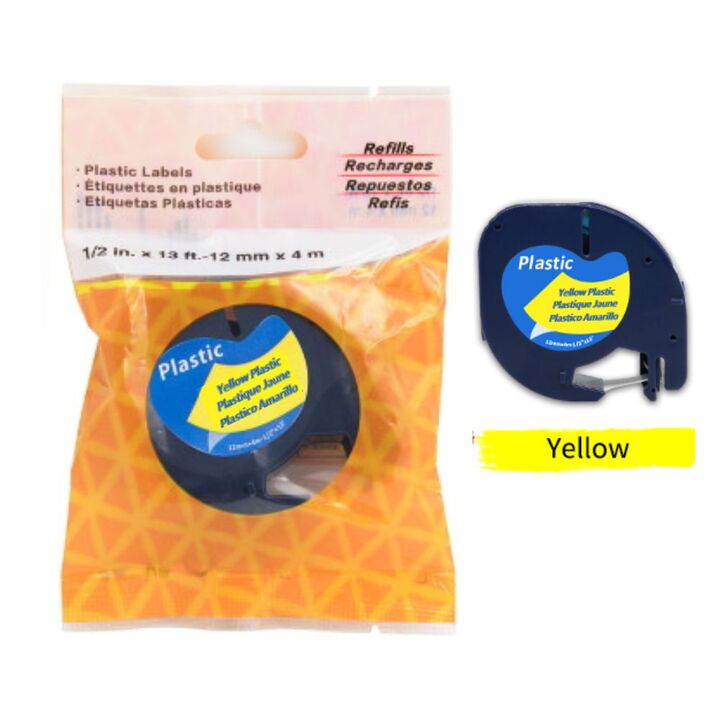 UEW 91202 UK Plastic Black on Yellow(12mmx4m)Compatible Dymo letra tape