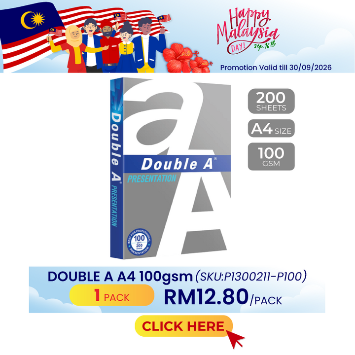 Promo@Double A 100gsm A4 200pcs