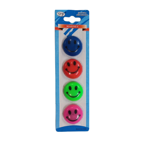 Smiley Face Magnetic Button 4's/pack