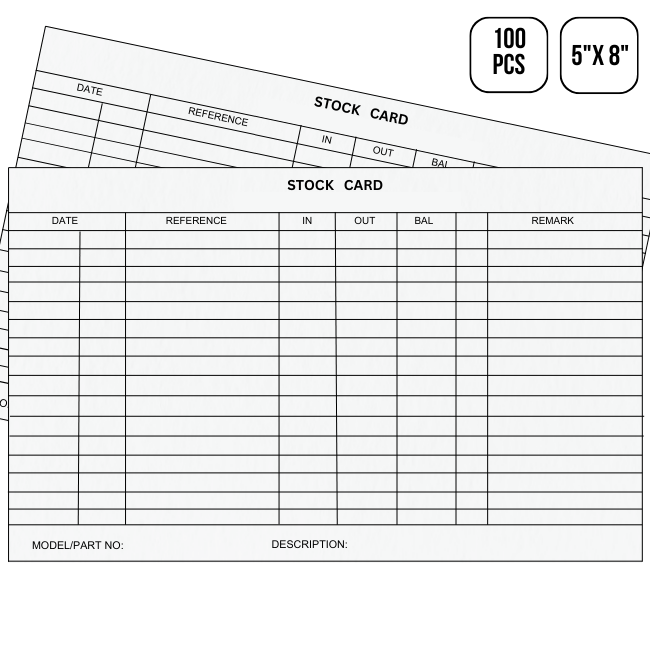 Stock Card 5x8 inch with Wording 100's