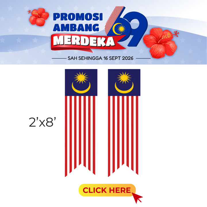 Merdeka@Banner Flag - Malaysia 2'x8'