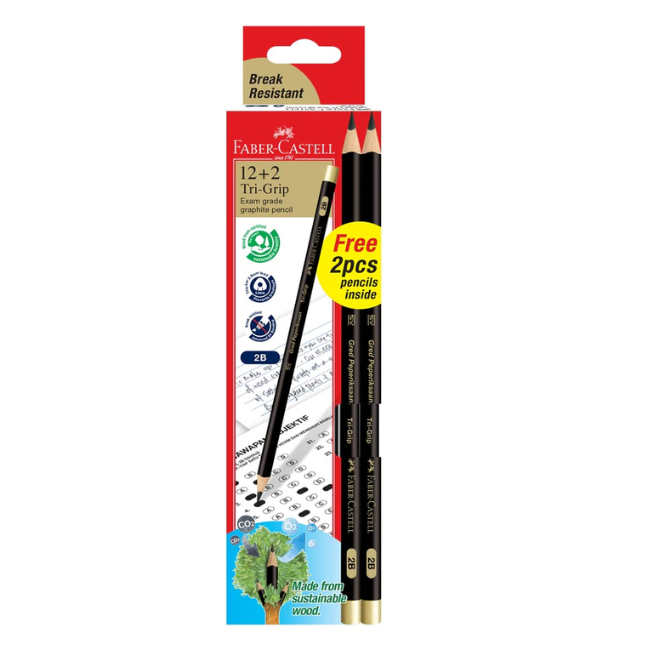 Faber-Castell GP Tri-Grip 2B Value Pack 12 FOC 2pcs (311815)