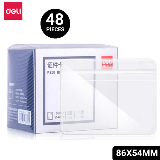 Deli Soft PVC ID Card Holder Ziplock Transparent 48pcs