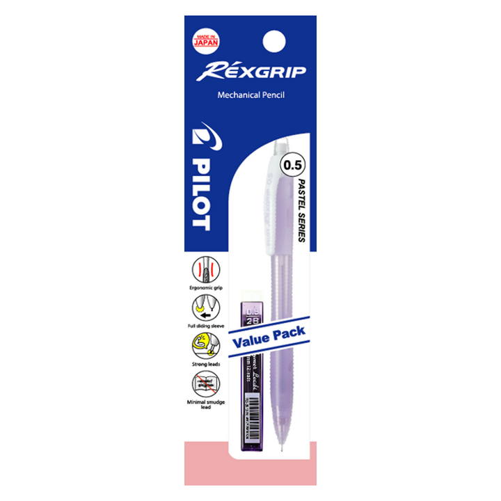 [ Pilot Mechanical Pencil RexGrip 0.5mm+Lead (HRG10RP5#PIV.HDB) Clear Pastel ]