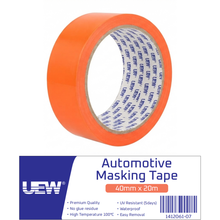 UEW Automotive Masking Tape 40mm x 20m - Orange