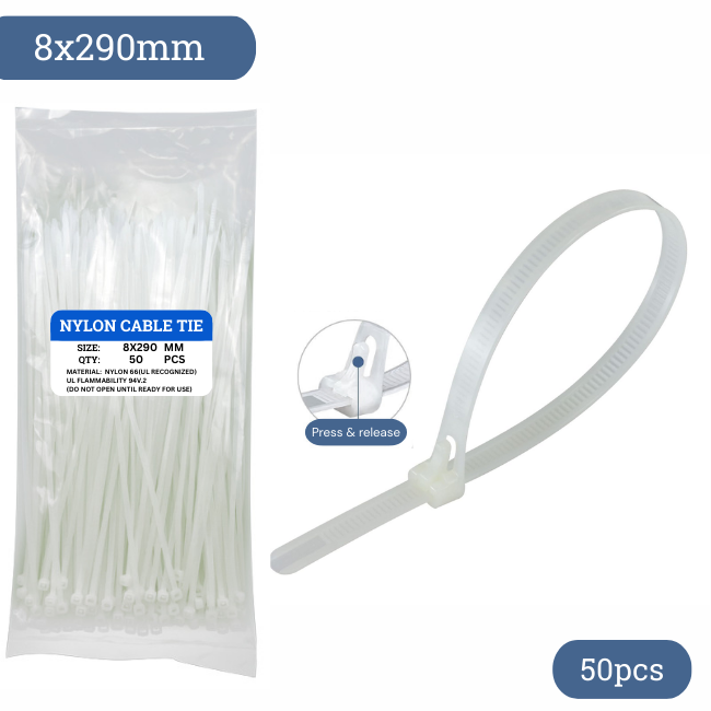 Cable Tie (Releasable) 8x290mm 50's
