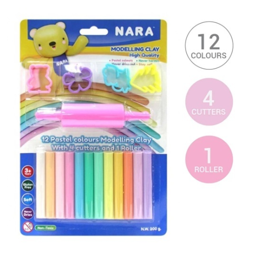 Nara Modelling Clay & Design Playset Pastel ST-200-12-4SMR-P