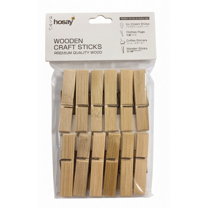Hosay Bamboo Peg Clip 60 x 12mm 12's