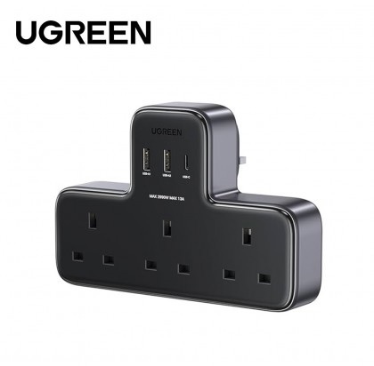 Ugreen Outlet Extension 3 Gang Socket with 2 USB Port & 1 TypeC Port 30W SIRIM