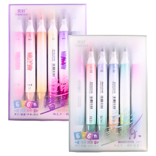 TianHao Twin Head Highlighter Pen 6pcs