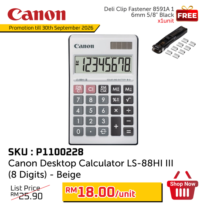 Promo@Canon Desktop Calculator LS-88HI III (8 Digits)