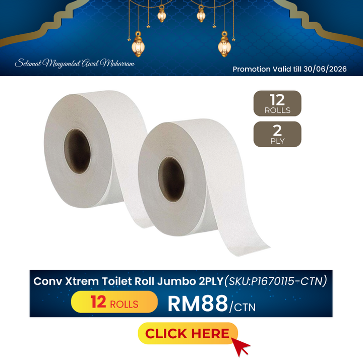 Promo@Conv Xtreme Toilet Roll Jumbo 2PLY (JT-XTM200M x 12Rolls)