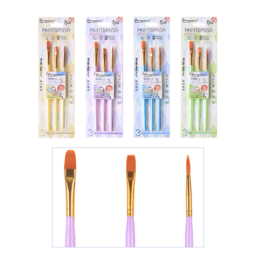 Giorgione Paint Brushes Set 3's (1 Round, 1 Flat, 1 Angular Shader)
