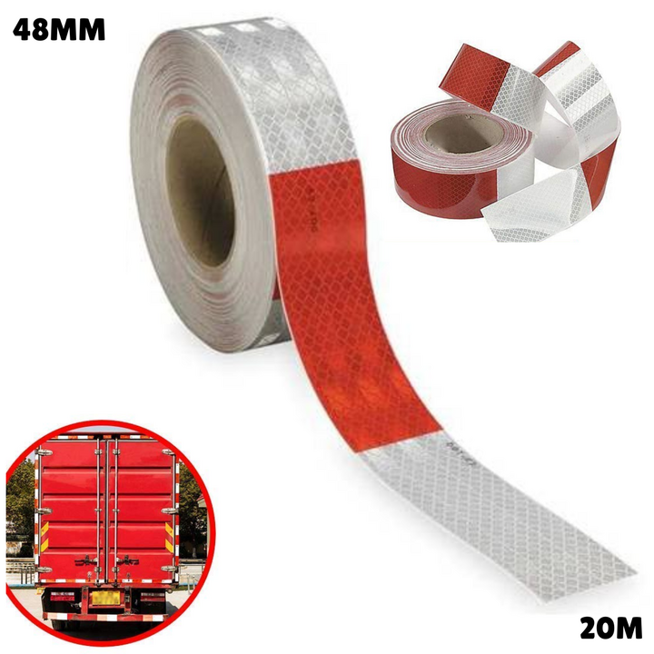 Reflection Hazard Warning Tape Red/White 48mm