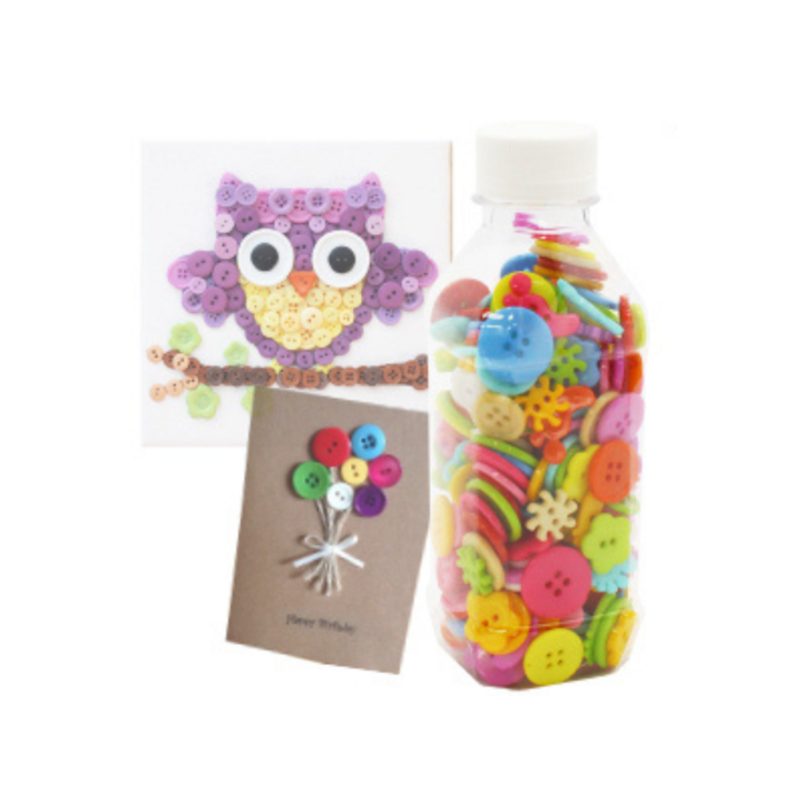 DIY Buttons Craft Colourful Mix Pattern In Bottle
