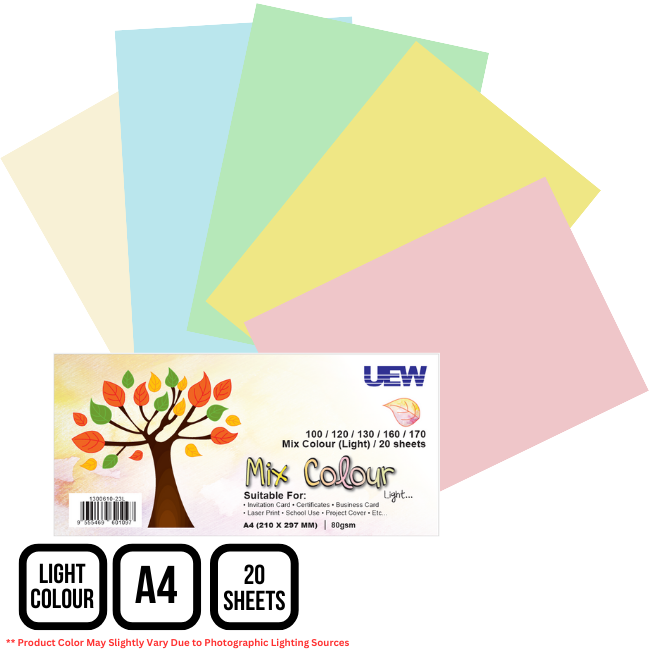 UEW Colour Paper A4 80gsm 20's