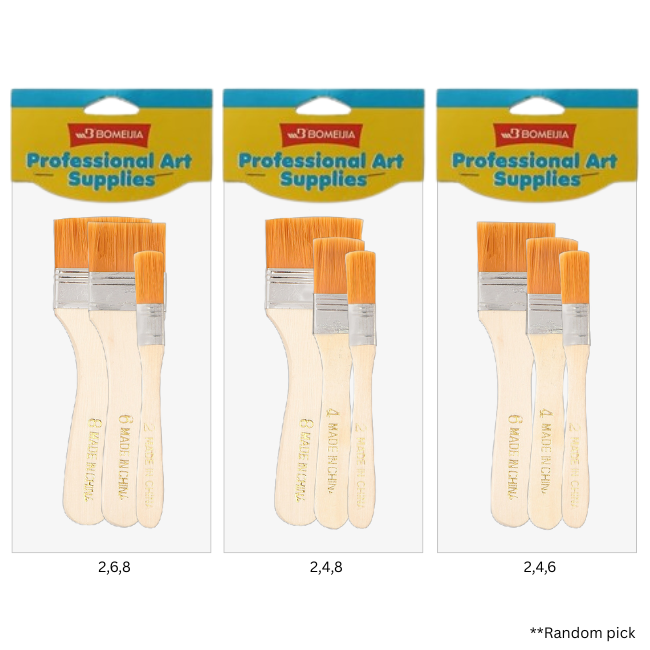 Paint Brush Flat Set of 3 (2,6,8),(2,4,8),(2,4,6)