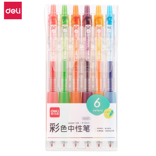 Deli Gel Pen Bullet Tip 0.5mm Mix Colours SA501