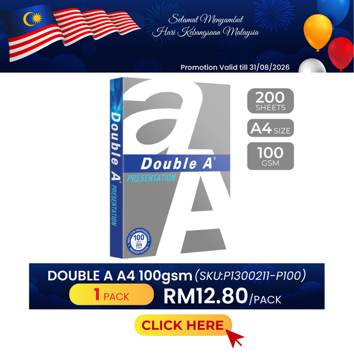 Promo@Double A 100gsm A4 200pcs