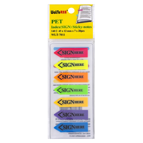 Walito Pet Index Arrow Sign Here Sticky Note WLT-7011 45x12mm (7x20pcs)