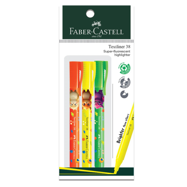 Faber-Castell Textliner 38 3's/pkt