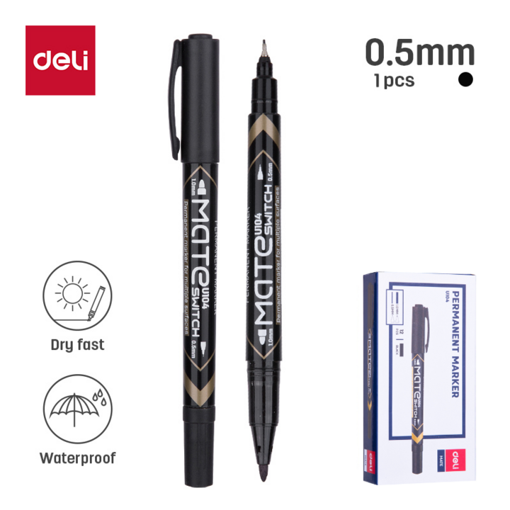 Deli Mate Twin Head Permanent Marker 1.0mm & 0.5mm
