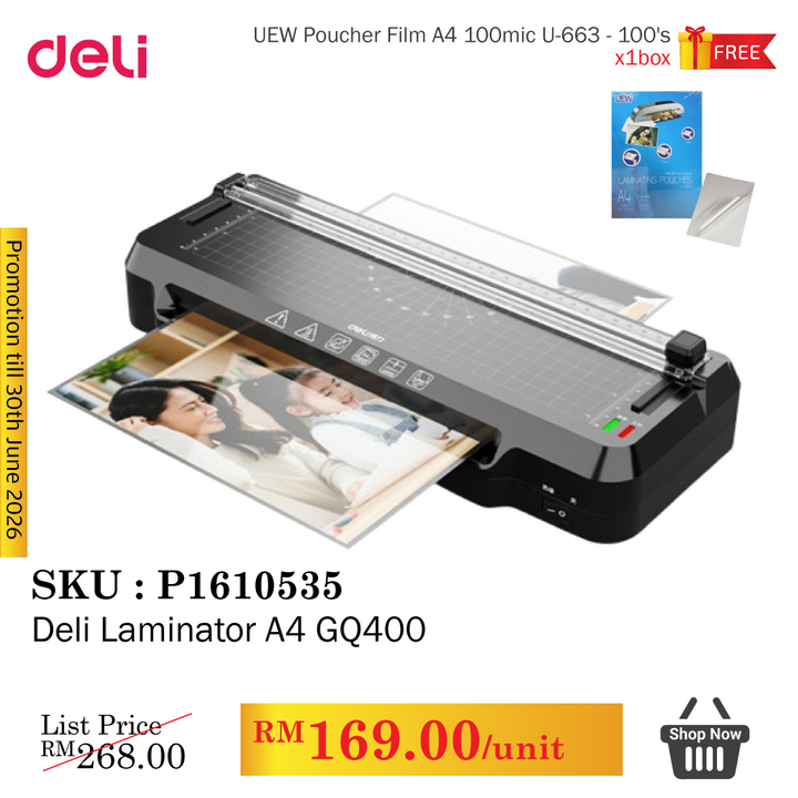 Promo@[Deli Laminator A4 GQ400