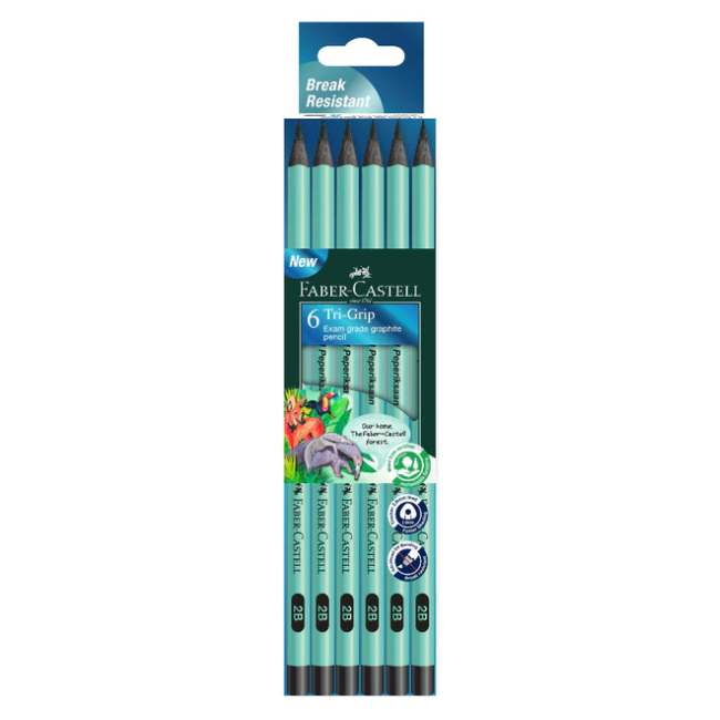 Faber-Castell GP Tri-Grip 2B Met Blue Blackwood 6's (311817)