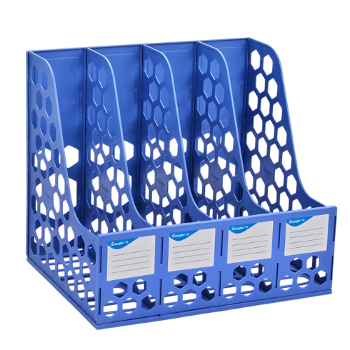 GuangBo Hanaper Magazine Rack 4 Compartment Blue