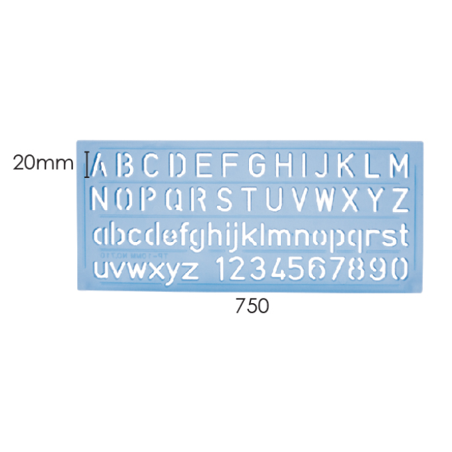 ABC Template 20mm 750 Capital & Small Lettering