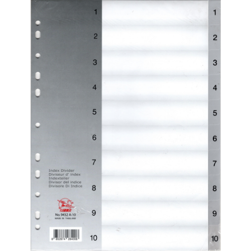 KINARY Index Divider A4 1-10 (PP) T1510/YSK-07010/YSK-07210 (0.15mmTHK)