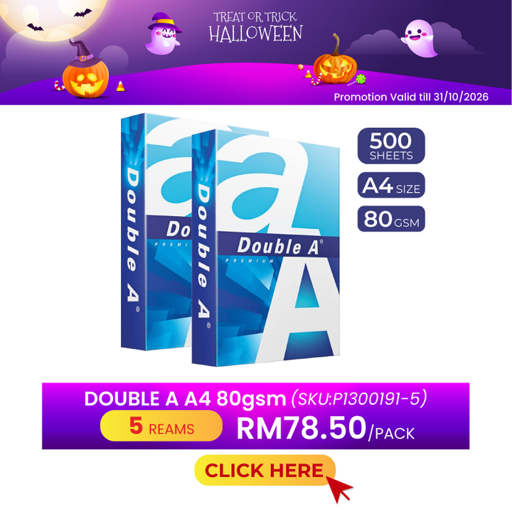 Promo@5reams DOUBLE A A4 Paper 80gsm 500's