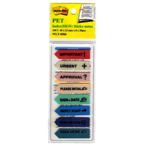 Walito PET Index Sign Sticky Note 45x12mm 8*20's