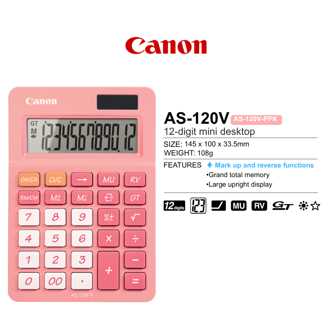 Canon Desktop Calculator AS-120V II (12 Digits)