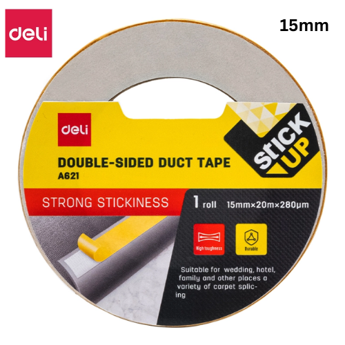 Deli Double Sided Duct Tape 15mm*20m*280m A621 Brown
