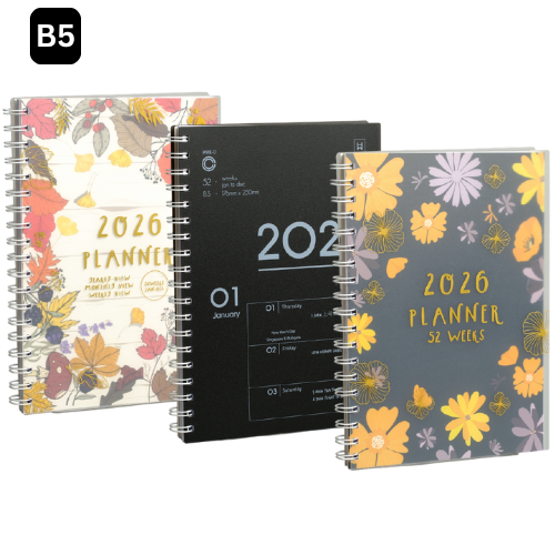 Masterprint B5 Wire O Floral Weekly View Planner + Notes - PWD-B5