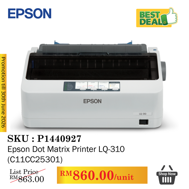 Promo@Epson Dot Matrix Printer LQ-310 (C11CC25301)