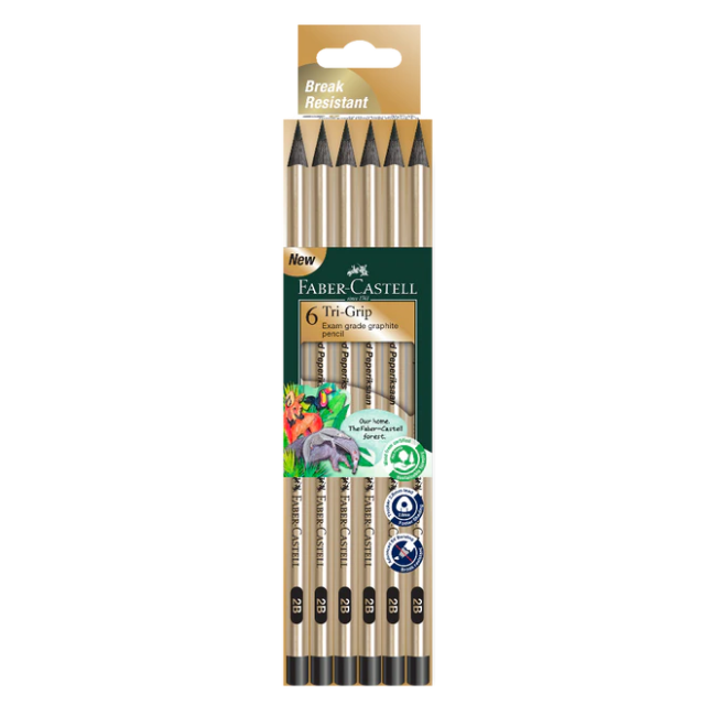 Faber-Castell GP Tri-Grip 2B Met Gold Blackwood 6's (311816)