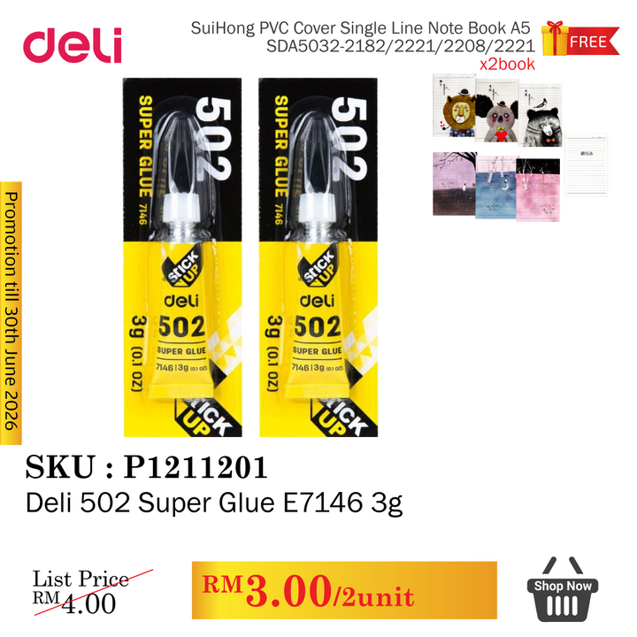 Promo@Deli 502 Super Glue E7146 3g