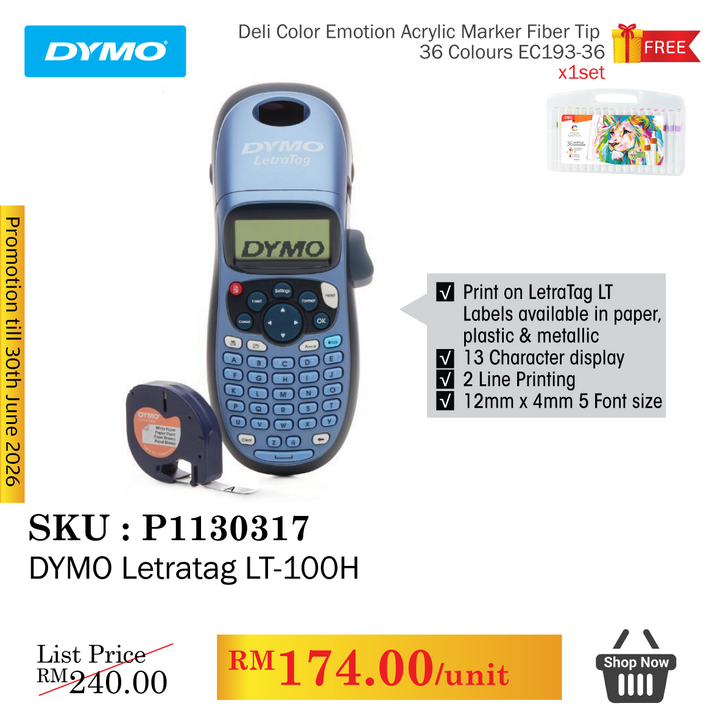 Promo@DYMO Letratag LT-100H (OP19759/19754/1782120/1749027/2174534/2174538