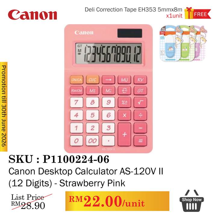 Promo@Canon Desktop Calculator AS-120V II (12 Digits)