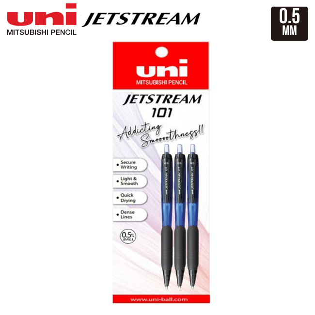 Uni-ball Jetstream SXN-101 Roller Ball Pen 0.5mm 3's/pkt - Black