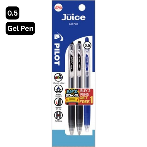 Pilot Juice Gel Pen (Buy2Free1) 0.5mm 3's/pkt - 2Black1Blue