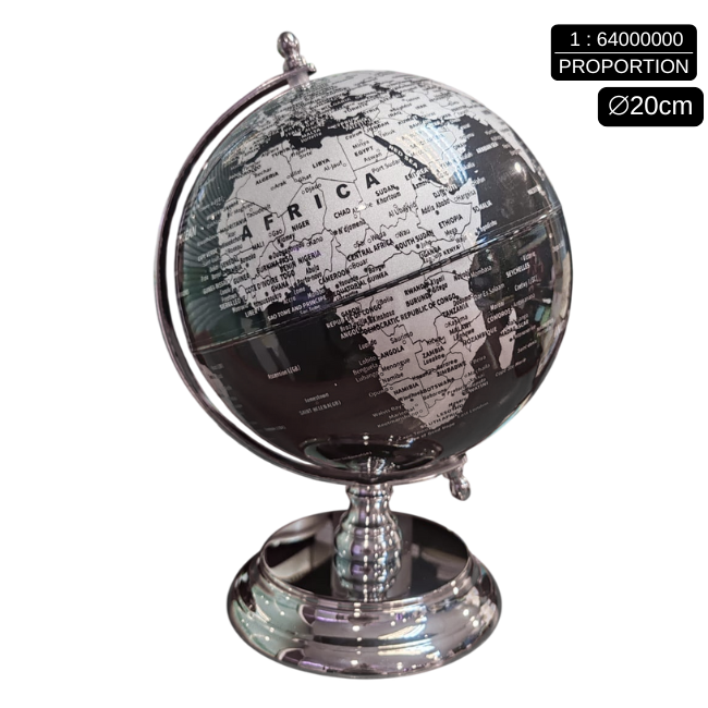 High Quality Globe 20cm Silver Black Colour