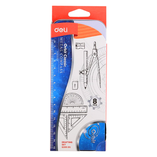 Deli Orbit Classic Metal Compass Set of 8pcs