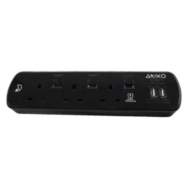 Zeatar Extension 3 Gang Socket with USB2 2-Meter - Black