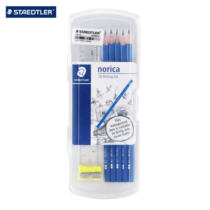 Staedtler Norica 2B Writing Set 5's 2B Pencils+Eraser+Sharpener+Ruler