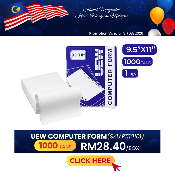 Promo@1box UEW Computer Form 1ply 9.5x11 1000F